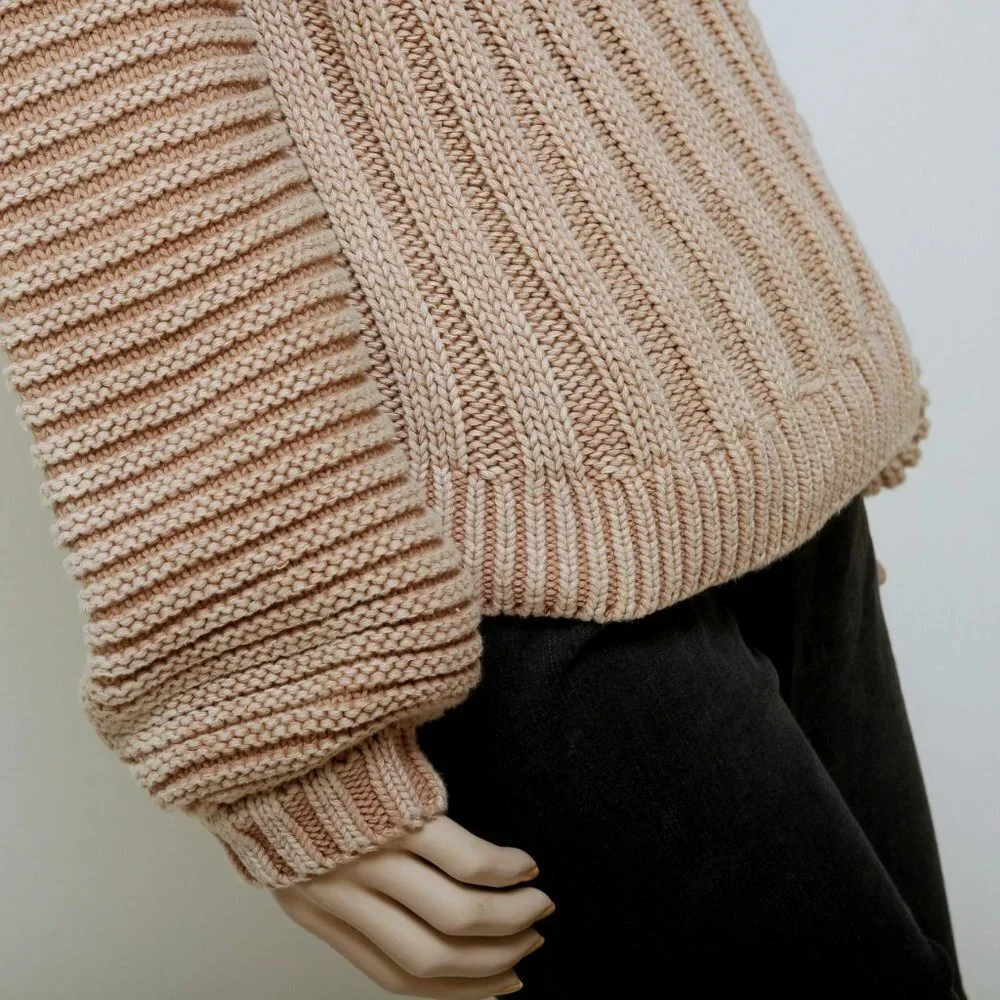 Free People Sweetheart Mock Neck Dolman Sleeve‎ Knit Sweater Tan Women Size SP